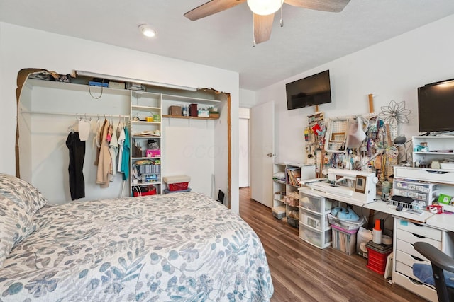 2422 Briers Dr Unit D, Columbus, OH 43209 - bedroom featuring a closet, wood finished floors, and a ceiling fan