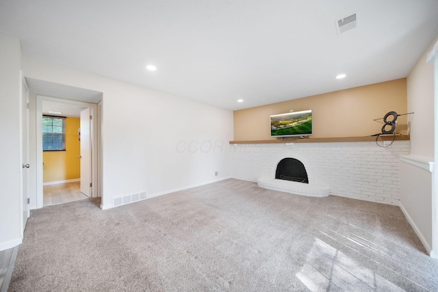 5770 Linworth Rd, Columbus, OH 43235 - unfurnished living room with carpet, a fireplace, recessed lighting, and baseboards