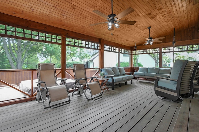 1059 Circle On The Grn, Columbus, OH 43235 - sunroom / solarium with ceiling fan, outdoor lounge area, plenty of natural light, and lofted ceiling