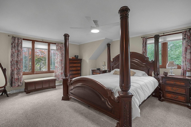 1059 Circle On The Grn, Columbus, OH 43235 - carpeted bedroom with crown molding, multiple windows, and a ceiling fan