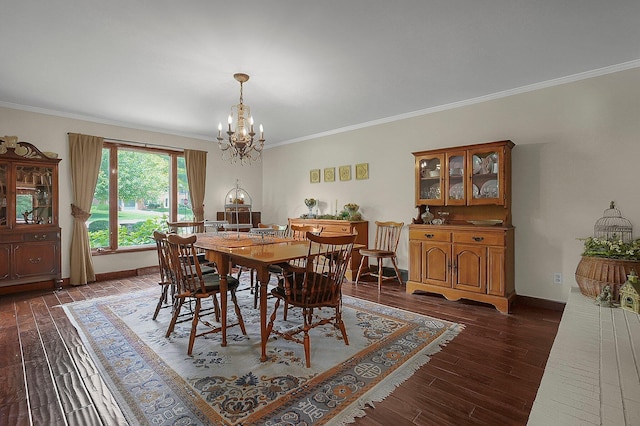 1059 Circle On The Grn, Columbus, OH 43235 - dining room with a chandelier, ornamental molding, and dark wood-type flooring