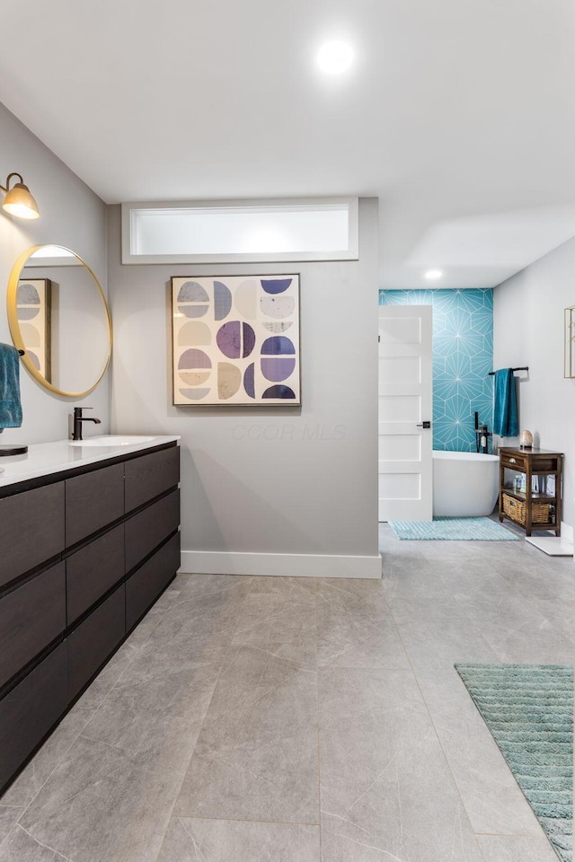 3515 Babbitt Rd, Blacklick, OH 43004 - bathroom featuring vanity and a freestanding tub