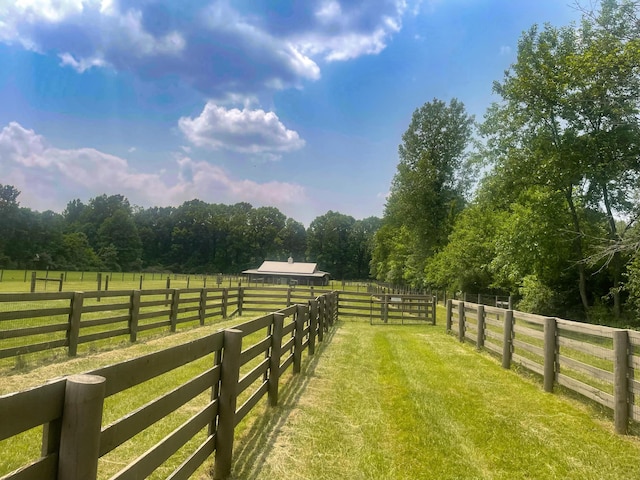 3515 Babbitt Rd, Blacklick, OH 43004 - view of green lawn with a rural view, a wooded view, and an outbuilding