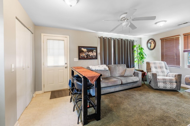 3009 Hiawatha St, Columbus, OH 43224 - living room with ceiling fan and baseboards