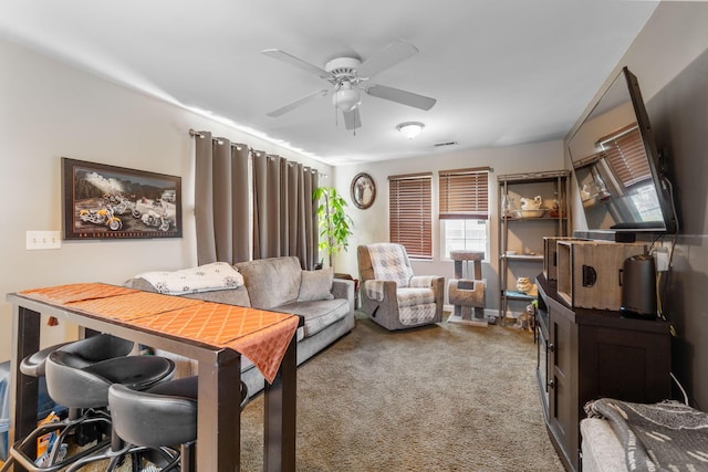 3009 Hiawatha St, Columbus, OH 43224 - carpeted living area with ceiling fan
