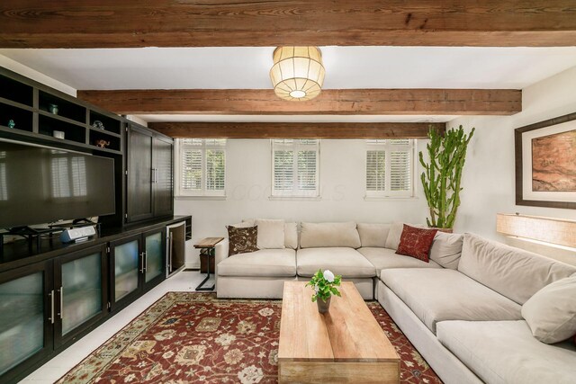584 Franklin Ave, Columbus, OH 43215 - living room featuring beam ceiling