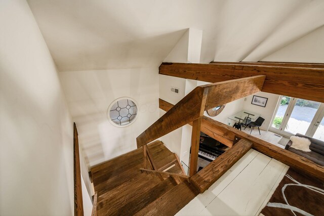 584 Franklin Ave, Columbus, OH 43215 - stairway with lofted ceiling