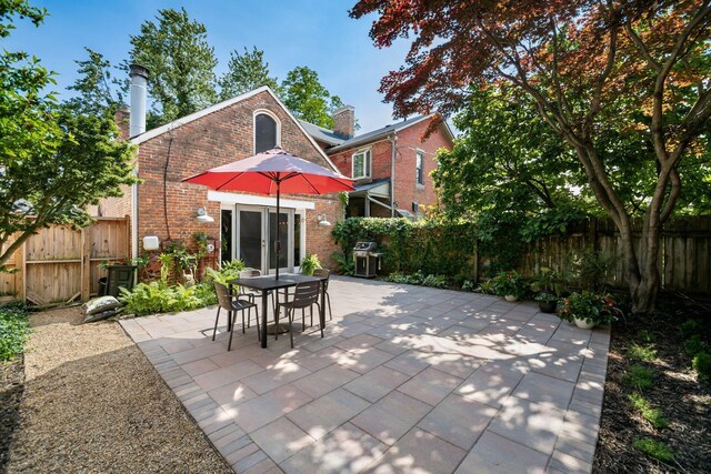 584 Franklin Ave, Columbus, OH 43215 - fenced backyard with a patio, area for grilling, and outdoor dining space