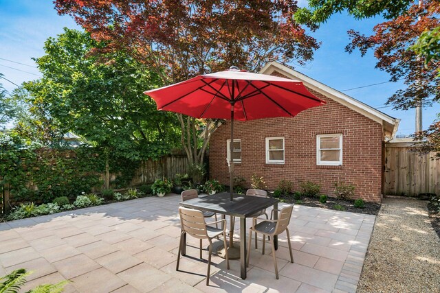 584 Franklin Ave, Columbus, OH 43215 - fenced backyard featuring a patio area and outdoor dining area