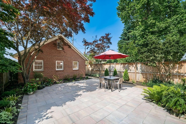 584 Franklin Ave, Columbus, OH 43215 - fenced backyard with a patio area and outdoor dining area