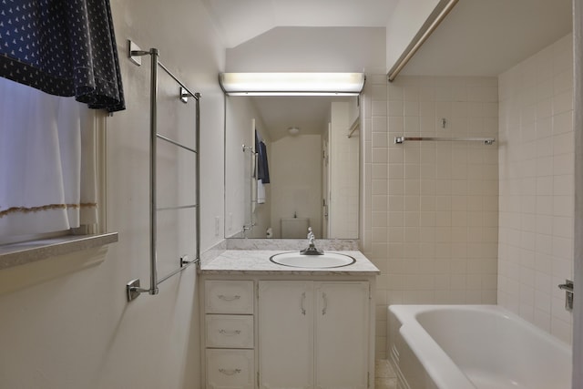 4399 Colerain Ave, Columbus, OH 43214 - full bath with vanity, shower / tub combination, and lofted ceiling