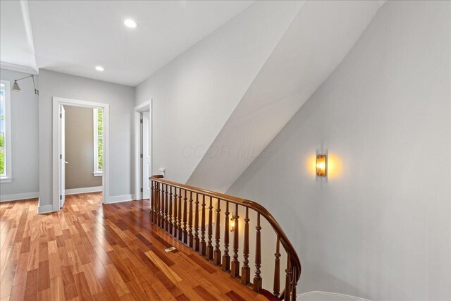 874 S High St, Columbus, OH 43206 - corridor with an upstairs landing, plenty of natural light, light wood finished floors, recessed lighting, and baseboards