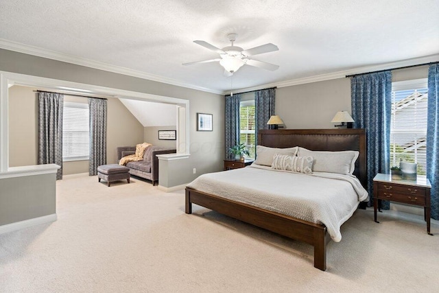 345 Quarter Way, Delaware, OH 43015 - bedroom featuring carpet floors, ornamental molding, baseboards, and a ceiling fan