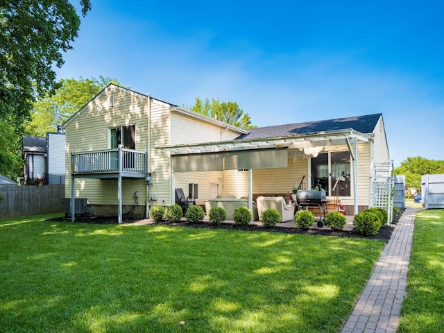 2073 Jeffey Dr, Hilliard, OH 43026 - rear view of house with central air condition unit, a pergola, and a patio