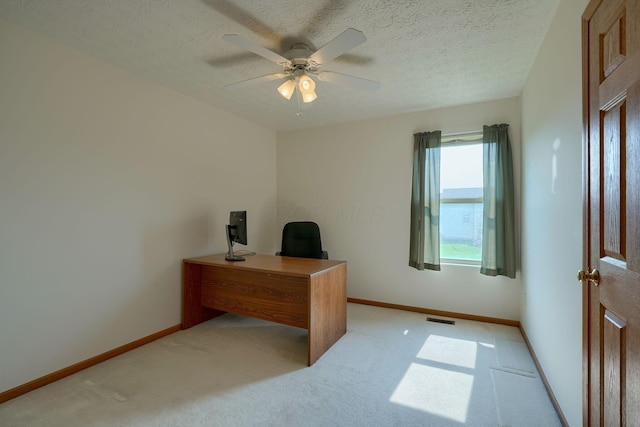 1300 Sotherby Xing, Lewis Center, OH 43035 - unfurnished office featuring ceiling fan, baseboards, light colored carpet, and a textured ceiling