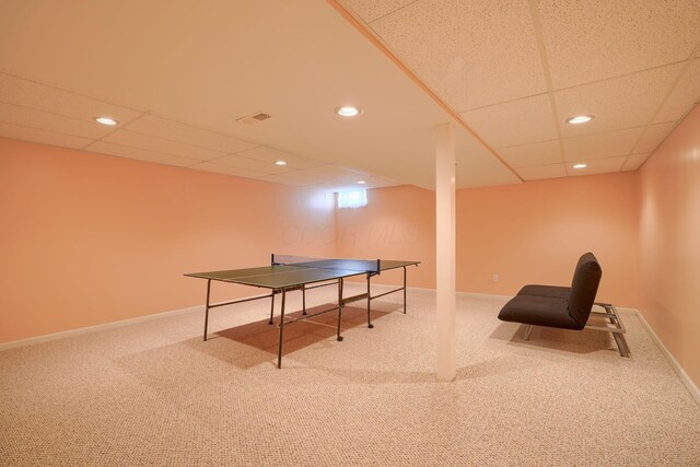 1300 Sotherby Xing, Lewis Center, OH 43035 - game room featuring carpet, recessed lighting, baseboards, and a drop ceiling