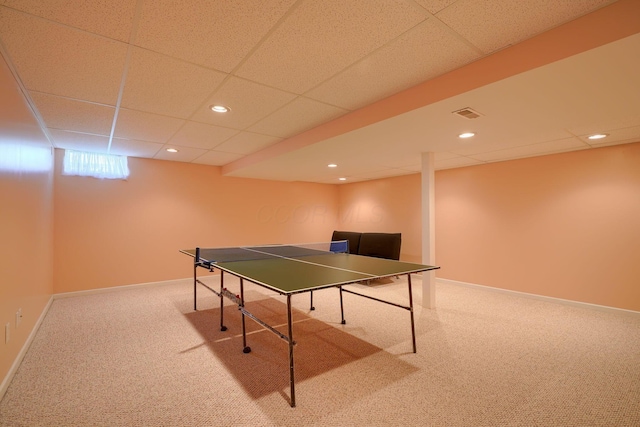 1300 Sotherby Xing, Lewis Center, OH 43035 - recreation room featuring carpet, a drop ceiling, recessed lighting, and baseboards