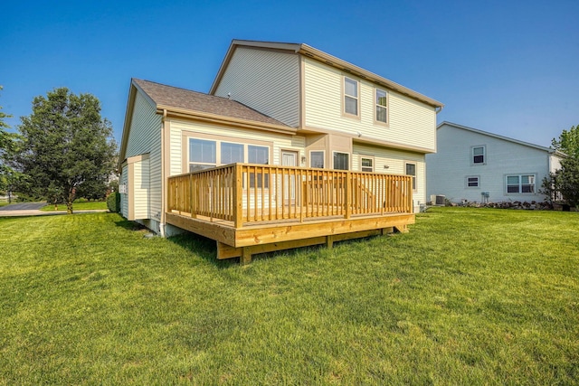 1300 Sotherby Xing, Lewis Center, OH 43035 - rear view of house with a lawn, a deck, and cooling unit