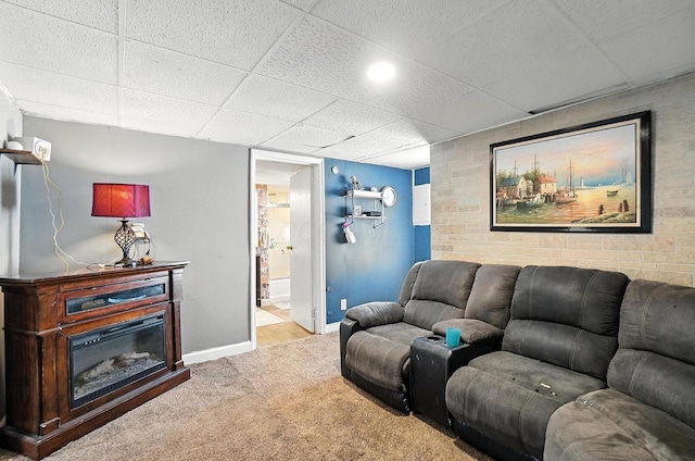 1106 E Walnut St, Lancaster, OH 43130 - carpeted living room featuring a drop ceiling
