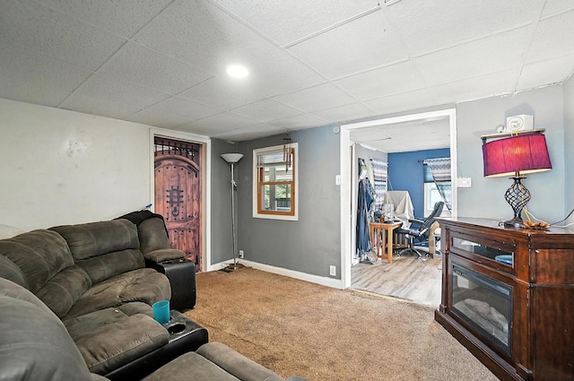 1106 E Walnut St, Lancaster, OH 43130 - living area with carpet flooring and a drop ceiling