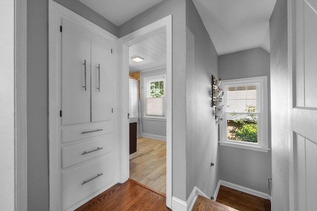 472 Tibet Rd, Columbus, OH 43202 - hallway featuring dark wood-type flooring and baseboards