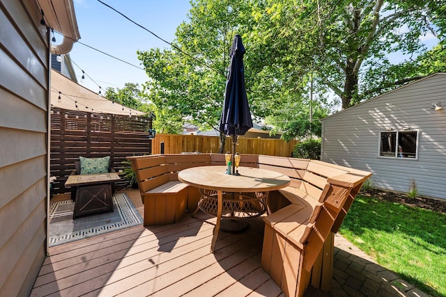 472 Tibet Rd, Columbus, OH 43202 - wooden deck with outdoor dining space