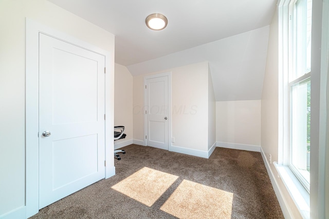 77 W High St, Mount Gilead, OH 43338 - additional living space with carpet, vaulted ceiling, and baseboards