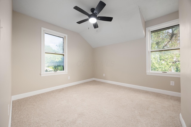 463 E Woodrow Ave, Columbus, OH 43207 - additional living space featuring vaulted ceiling, carpet flooring, baseboards, and ceiling fan