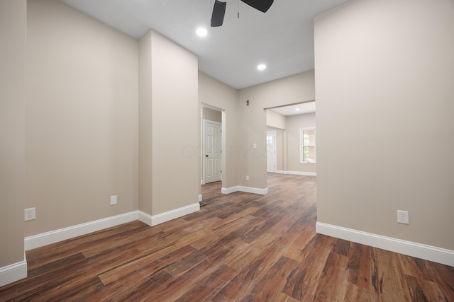 463 E Woodrow Ave, Columbus, OH 43207 - spare room featuring ceiling fan, wood finished floors, baseboards, and recessed lighting