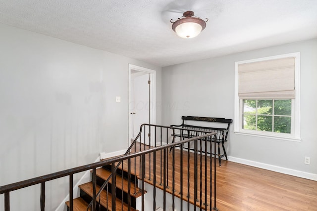 128 S Kellner Rd, Columbus, OH 43209 - stairway with wood finished floors, baseboards, and a textured ceiling