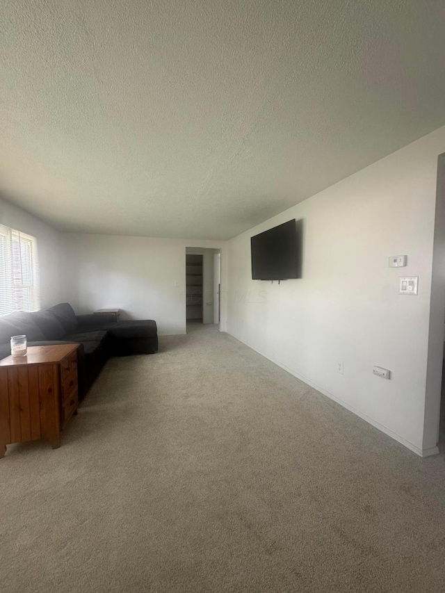 53 State St, Jeffersonville, OH 43128 - living room featuring a textured ceiling and light carpet