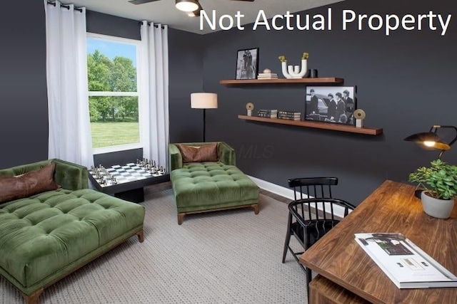 3323 Tender Ave Lot 7165, Powell, OH 43065 - sitting room featuring carpet floors and ceiling fan