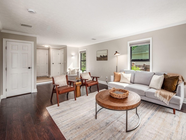 3579 Aaron Dr, Columbus, OH 43228 - living room featuring hardwood / wood-style floors, baseboards, and crown molding