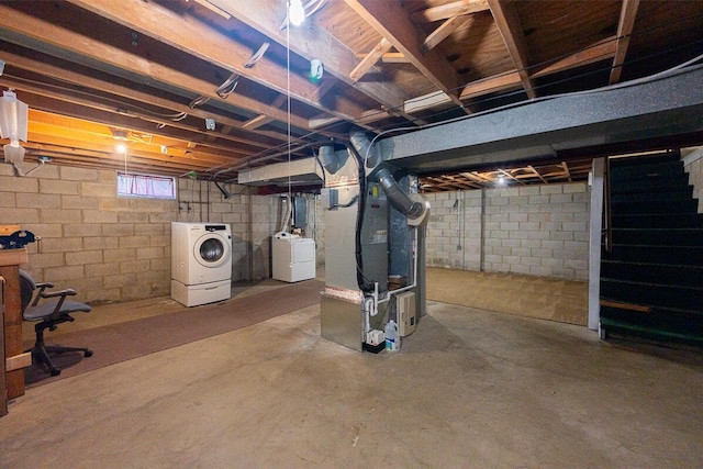 5102 Avalon Ave, Columbus, OH 43229 - below grade area with washer and clothes dryer and heating unit