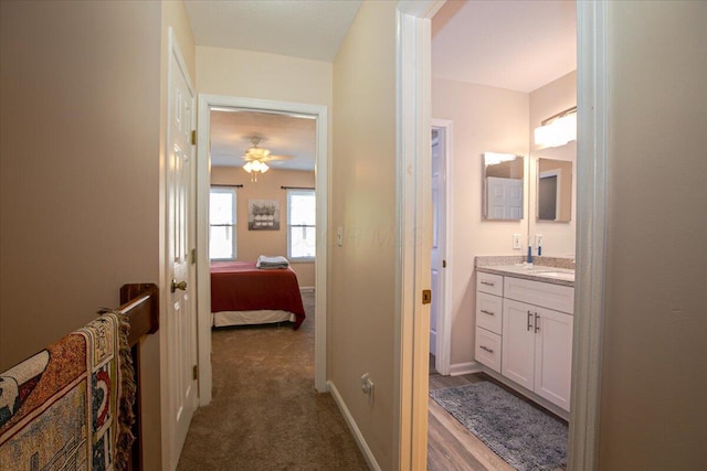 139 Preswicke Ml, Blacklick, OH 43004 - corridor featuring a sink, baseboards, and carpet