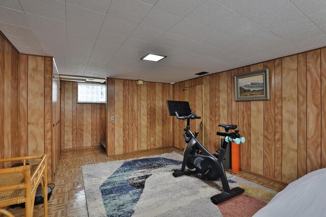 203 Winthrop Rd, Columbus, OH 43214 - workout area featuring wooden walls and baseboards