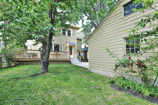 203 Winthrop Rd, Columbus, OH 43214 - view of green lawn with a deck
