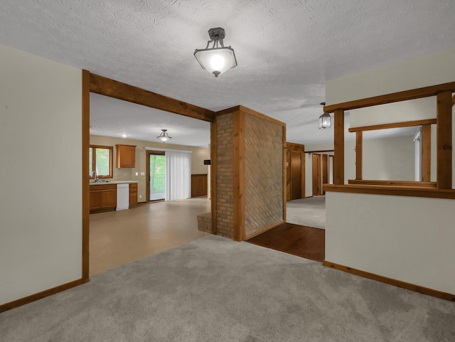 8587 Blacks Rd, Pataskala, OH 43062 - carpeted empty room featuring a sink, baseboards, and a textured ceiling