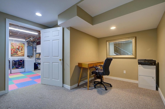 651 S 6th St, Columbus, OH 43206 - office space featuring washing machine and dryer, electric panel, baseboards, and recessed lighting