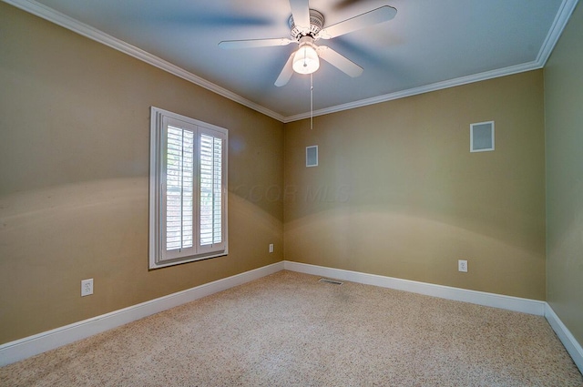 651 S 6th St, Columbus, OH 43206 - unfurnished room with crown molding, baseboards, ceiling fan, and carpet