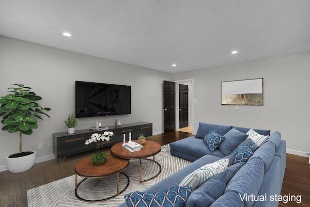 6233 Coonpath Rd NW, Carroll, OH 43112 - living room with recessed lighting and dark wood-type flooring