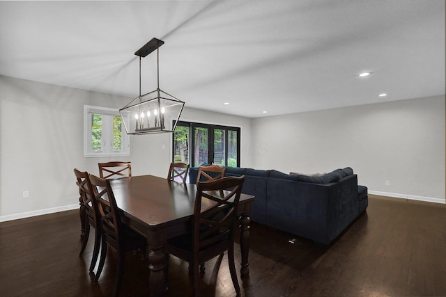 6233 Coonpath Rd NW, Carroll, OH 43112 - dining area featuring dark wood-type flooring, recessed lighting, and a chandelier