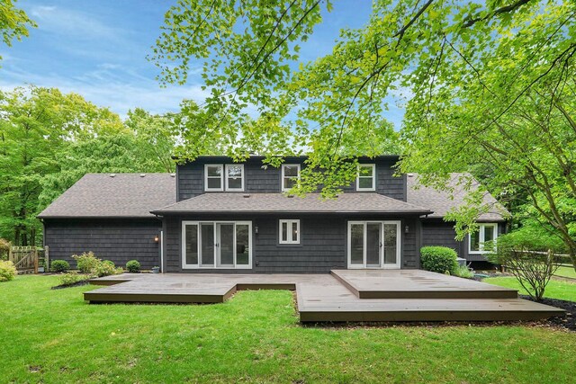 6233 Coonpath Rd NW, Carroll, OH 43112 - rear view of house featuring a deck, french doors, and roof with shingles