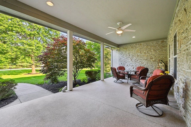 5337 Teresas Trl, Galena, OH 43021 - sunroom with ceiling fan and recessed lighting