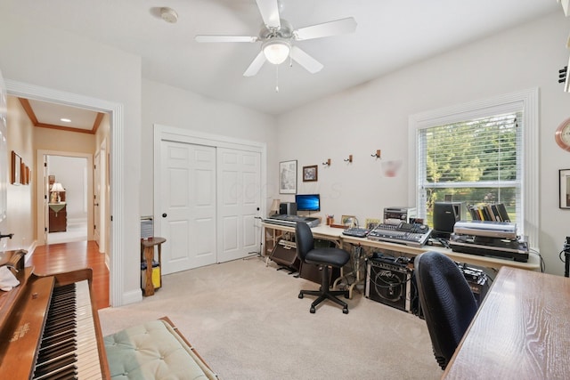 5337 Teresas Trl, Galena, OH 43021 - carpeted home office featuring a ceiling fan