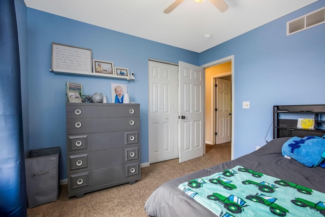 765 Huntley Ave, Logan, OH 43138 - carpeted bedroom with a closet, ceiling fan, and baseboards