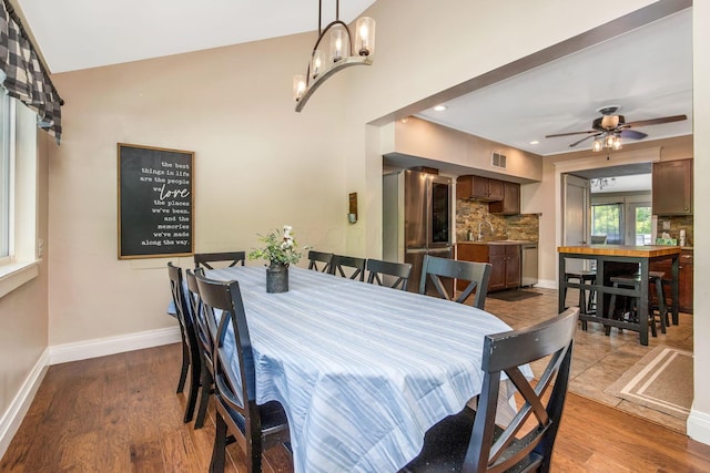 26110 Big Pine Rd, Rockbridge, OH 43149 - dining area featuring wood finished floors, ceiling fan, and recessed lighting
