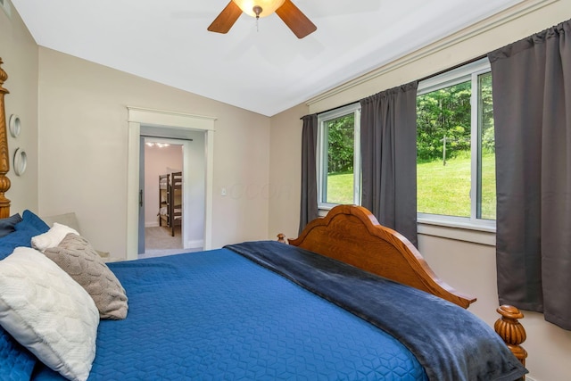 26110 Big Pine Rd, Rockbridge, OH 43149 - bedroom with vaulted ceiling and a ceiling fan