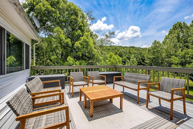 26110 Big Pine Rd, Rockbridge, OH 43149 - deck featuring outdoor lounge area and a view of trees