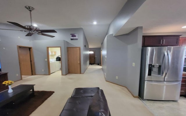 3230 Saint Bernard Cir, Columbus, OH 43232 - kitchen featuring stainless steel fridge, ceiling fan, and recessed lighting
